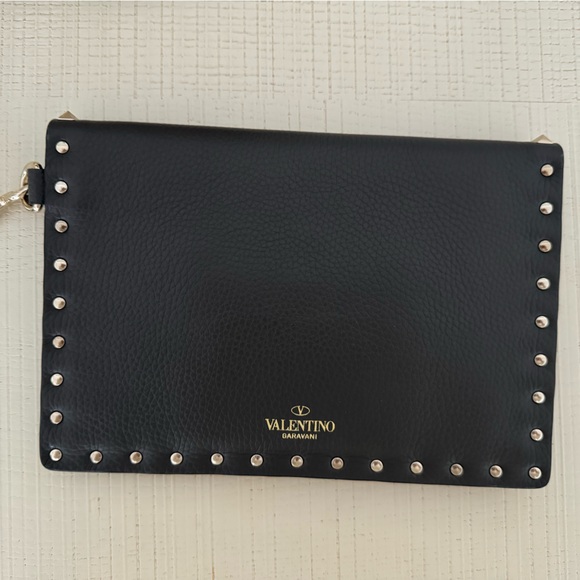 Grey Valentino Rockstud Calfskin Pouch - Picture 3 of 12